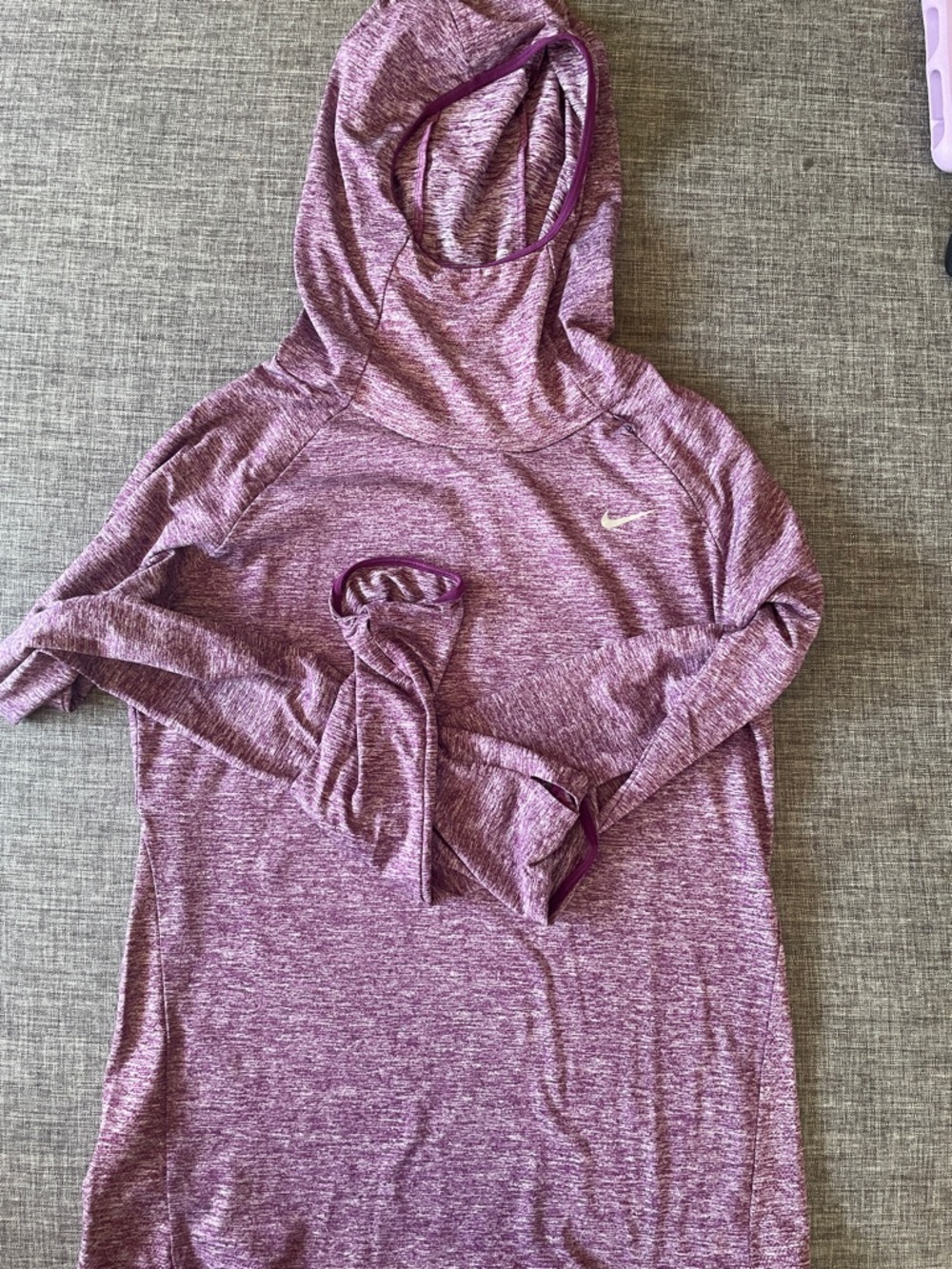 Nike Women's Heathered Mauve Hooded Long Sleeve Top